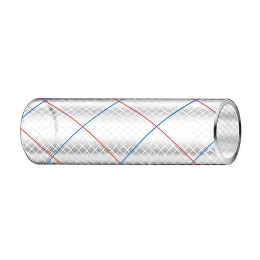 Trident Marine 1/2" x 50' Clear Reinforced PVC Hose Tubing Red  Blue Tracer [162-0126]