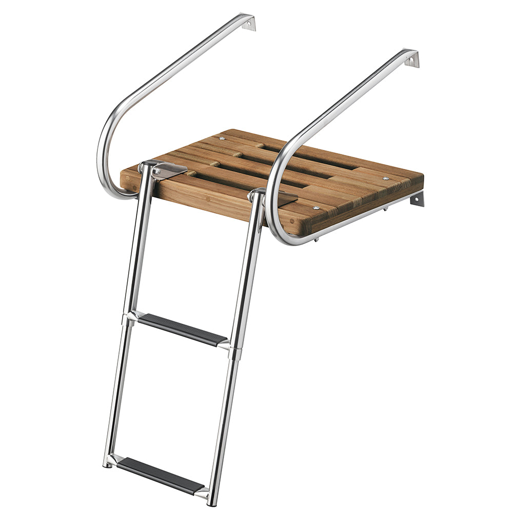 Whitecap Teak Swim Platform w/2-Step Telescoping Ladder f/Boats w/Inboard/Outboard Motors [68904]