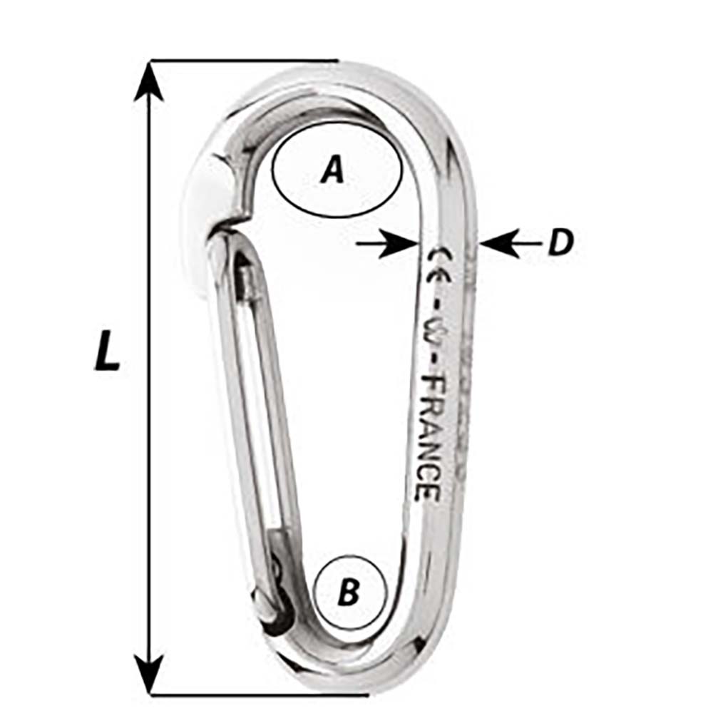 Wichard Symmetric Carbine Hook Without Eye - Length 60mm - 1/4" [02333]