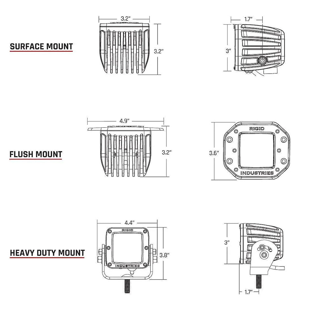 RIGID Industries D-Series PRO Flood Diffused Surface Mount Black Light - Pair [202513]