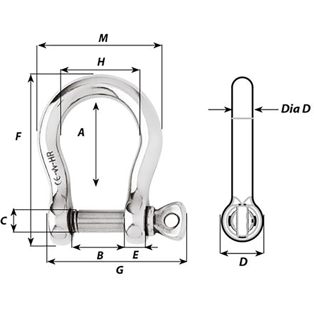 Wichard HR Bow Shackle - 16mm Diameter - 5/8" [11247]